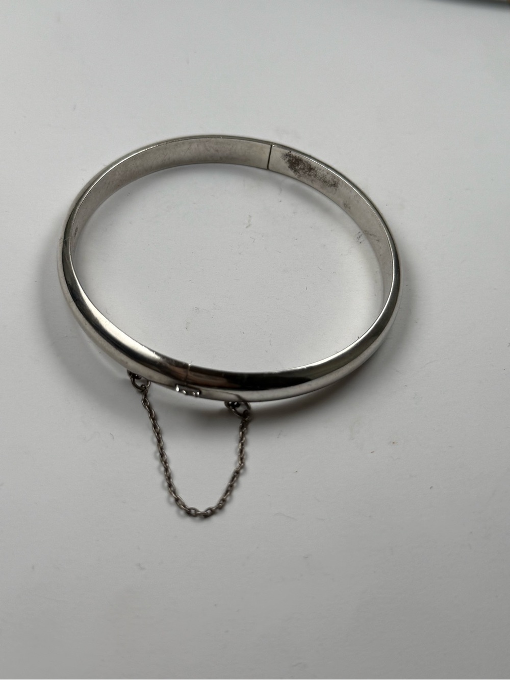 925 Silver Bangle with Safety Chain
